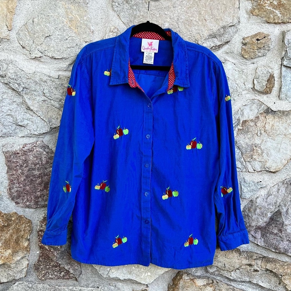 Quacker Factory Size Xl Corduroy Embroidered Shirt - image 3